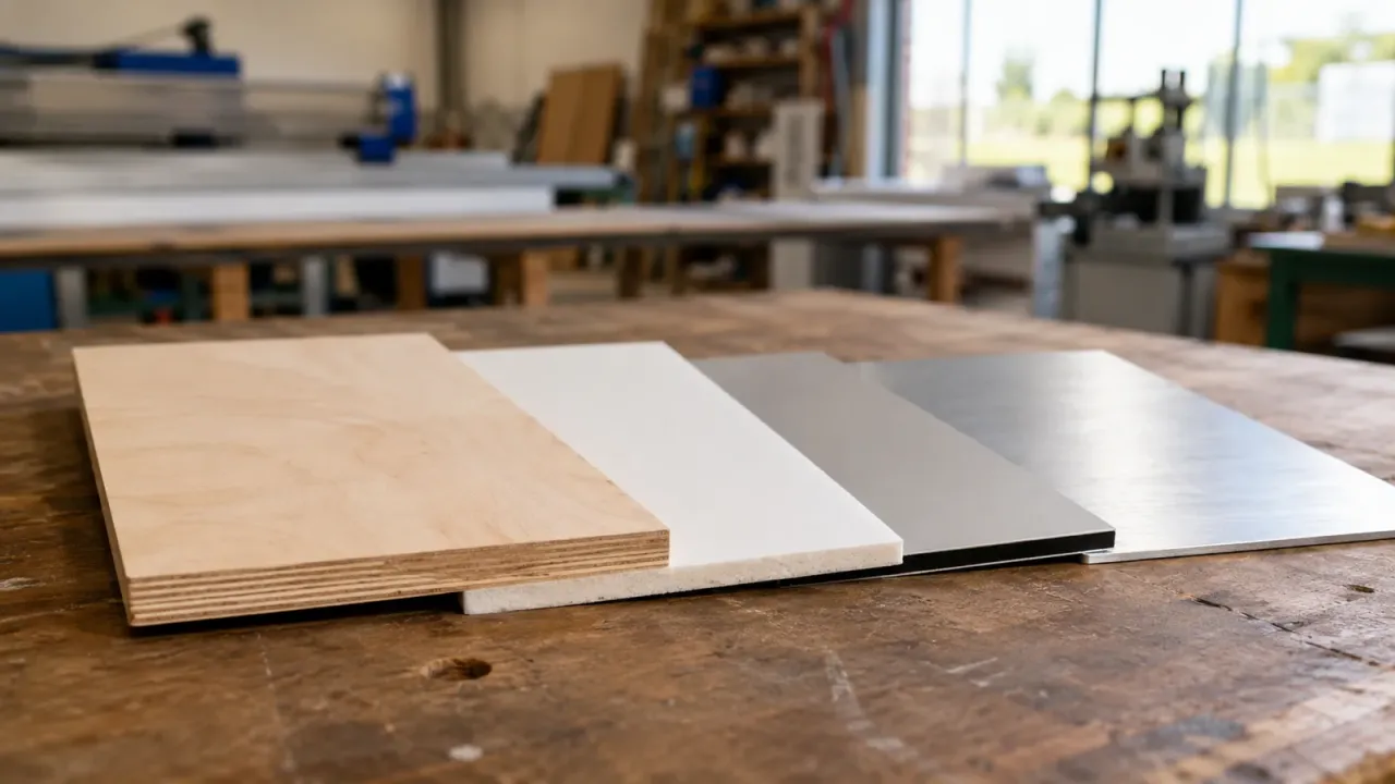 Panneaux de bois, PVC, alu composite et aluminium prêts à être usinés